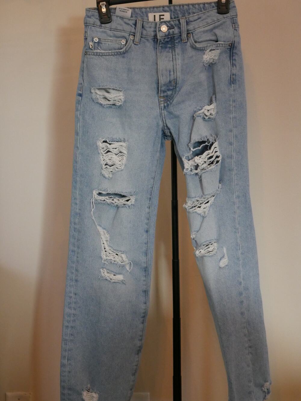 Lovers and Friends Ryan High Rise Rigid Loose Straight Jeans Distressed Size 23